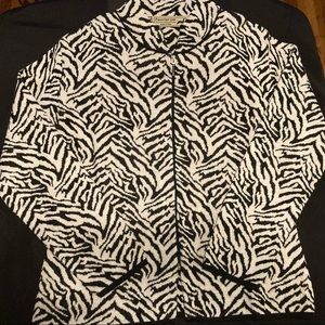 Peruvian Link Alpaca Collection Zebra Print Zip Front Sweater Size Large